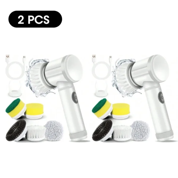 Electric Spin Scrubber with 5 Brush Heads, Wireless USB Rechargeable Multi-Surface Cleaner for Bathroom Kitchen Glass Utensils - Image 7