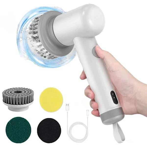 Electric Spin Scrubber With 4 Replaceable Brush Head Electric Cleaning Brush Handheld Rechargeable Shower Scrubber Waterproof - Image 7