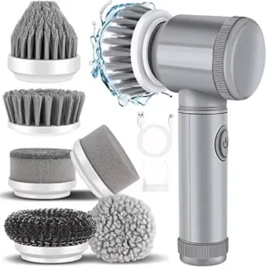 Electric Spin Scrubber 6 Replaceable Heads Handheld Cleaning Brush Bathroom Kitchen Window Bottle Designed Sponge Style