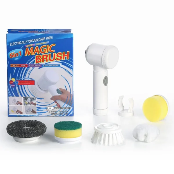 Electric Spin Scrubber, Bathroom Cordless Cleaning Brush Power Scrubber with 5 Replaceable Brush Heads, Electric Cleaning Brush - Image 6