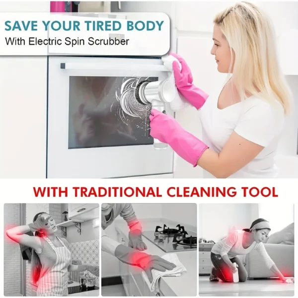 Electric Spin Scrubber With 5 Replaceable Brush Head Power  Electric Cleaning Brush Handheld Rechargeable Shower Scrubber - Image 4
