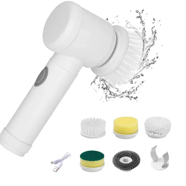 Electric Spin Scrubber,Bathroom Cleaning Brush Power Scrubber with 5 Replaceable Brush Heads, Electric Cleaning Brush - Image 7