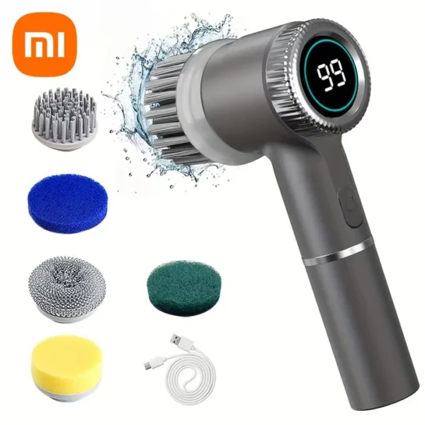 Xiaomi Electric Spin Scrubber Cleaning Brush Multifunctional With 5 Replaceable Brush Head LED Display Kitchen Toilet CleanBrush - Image 9