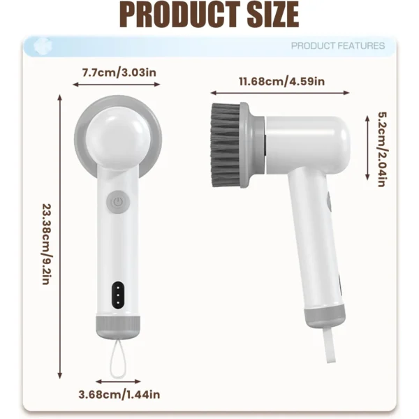 Electric Spin Scrubber With 4 Replaceable Brush Head Electric Cleaning Brush Handheld Rechargeable Shower Scrubber Waterproof - Image 6