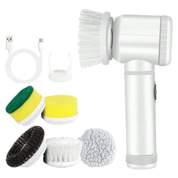 Electric Spin Scrubber USB Rechargeable with 5PCS Brush Heads Kitchen Dishwashing Brush Bathtub Tile Professional Cleaning Brush - Image 10