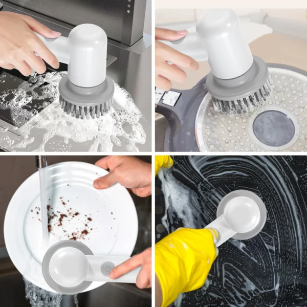 Electric Spin Scrubber With 4 Replaceable Brush Head Electric Cleaning Brush Handheld Rechargeable Shower Scrubber Waterproof - Image 4