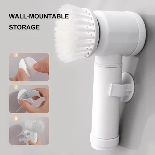 Electric Spin Scrubber,Bathroom Cleaning Brush Power Scrubber with 5 Replaceable Brush Heads, Electric Cleaning Brush - Image 4