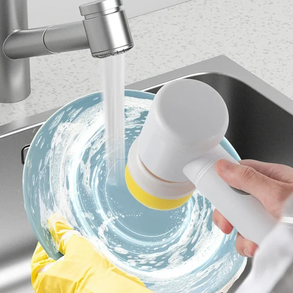 Electric Spin Scrubber USB Rechargeable with 5PCS Brush Heads Kitchen Dishwashing Brush Bathtub Tile Professional Cleaning Brush - Image 2