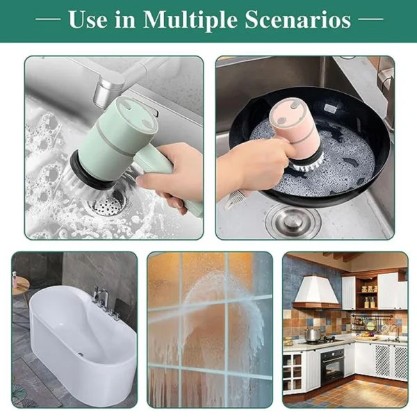Electric Spin Scrubber Handheld, Cordless Cleaning Brush with 4 Replaceable Brush Heads, Power Scrubber for Kitchen Bathroom Sto - Image 5