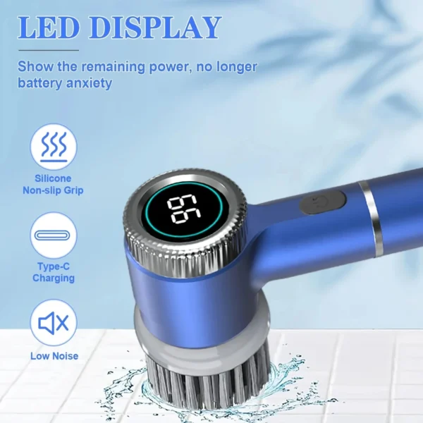 Xiaomi Electric Spin Scrubber Cleaning Brush Multifunctional With 5 Replaceable Brush Head LED Display Kitchen Toilet CleanBrush - Image 3