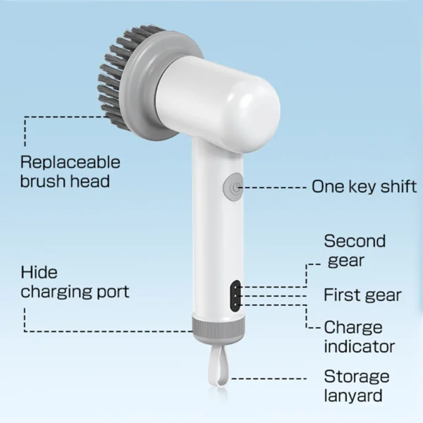 Electric Spin Scrubber With 4 Replaceable Brush Head Electric Cleaning Brush Handheld Rechargeable Shower Scrubber Waterproof - Image 2