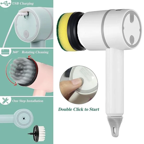 Electric Spin Scrubber Handheld, Cordless Cleaning Brush with 4 Replaceable Brush Heads, Power Scrubber for Kitchen Bathroom Sto - Image 4