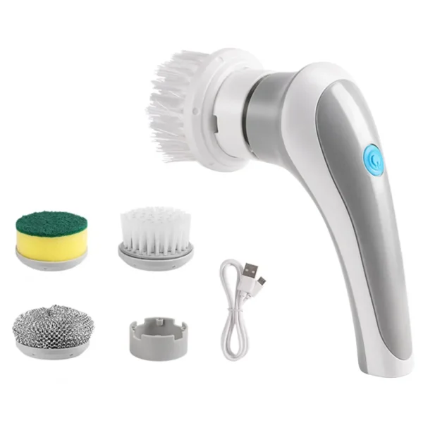 Electric Spin Scrubber USB Rechargeable with 5PCS Brush Heads Kitchen Dishwashing Brush Bathtub Tile Professional Cleaning Brush - Image 7