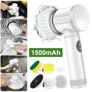 Electric Spin Scrubber USB Rechargeable with 5PCS Brush Heads Kitchen Dishwashing Brush Bathtub Tile Professional Cleaning Brush