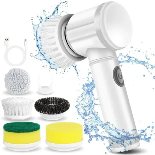 Electric Spin Scrubber,Bathroom Cleaning Brush Power Scrubber with 5 Replaceable Brush Heads, Electric Cleaning Brush - Image 12