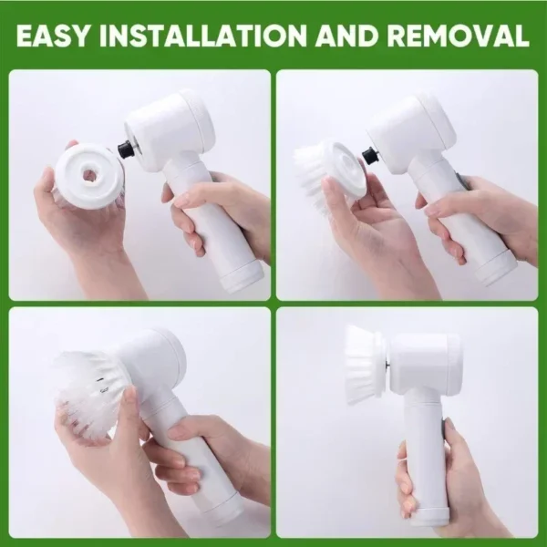 Electric Spin Scrubber,Bathroom Cleaning Brush Power Scrubber with 5 Replaceable Brush Heads, Electric Cleaning Brush - Image 4